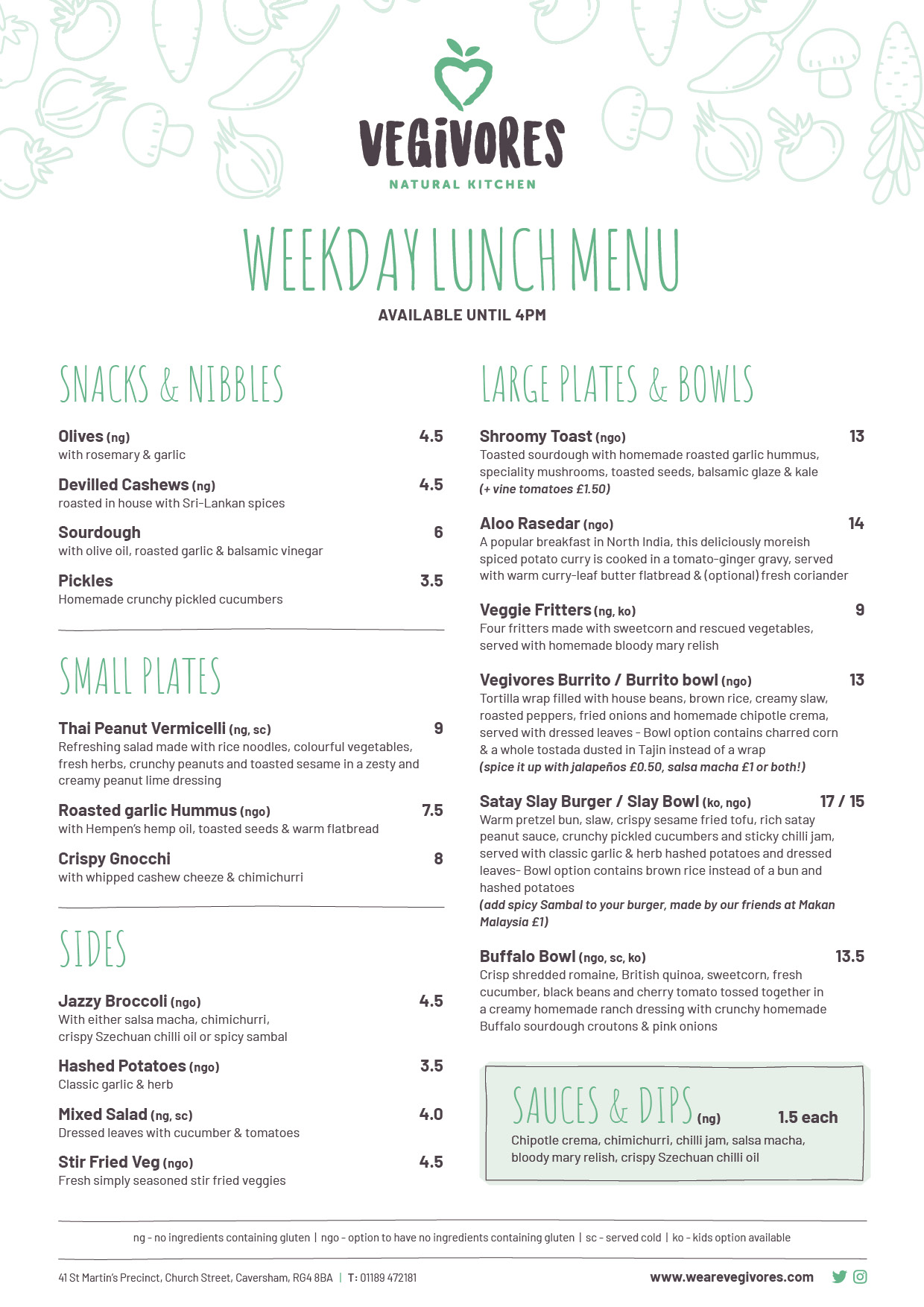 Our Menus - Vegivores Natural Kitchen, Reading