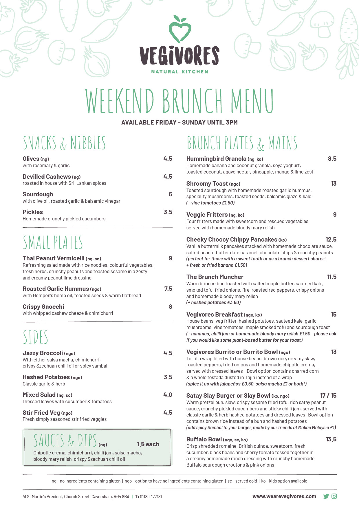 Our Menus - Vegivores Natural Kitchen, Reading